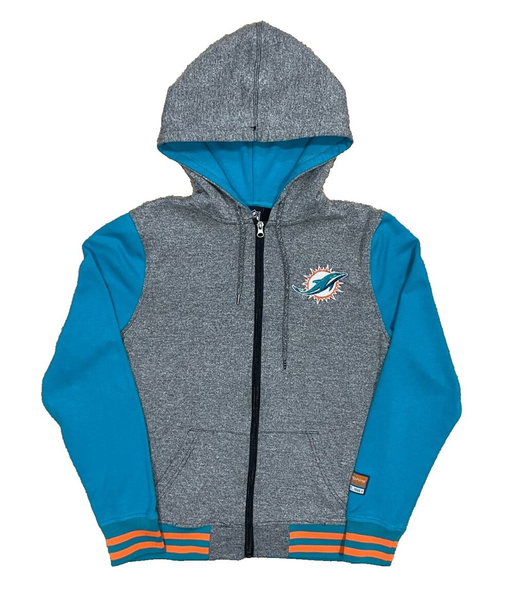 Ultra Game Miami Dolphins NFL Team Apparel Full Zip Hoodie Size S Adult Grey